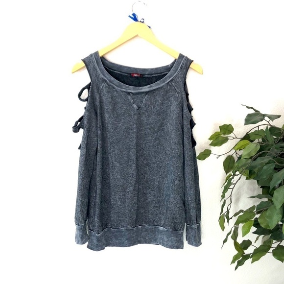 T Party Open Shoulder Sweatshirt Top - Picture 1 of 4